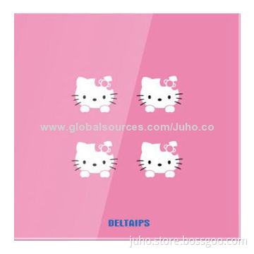 New PG Crystal 4-gang Touch Light Switches, Pink Glass Panel with LED Indicator